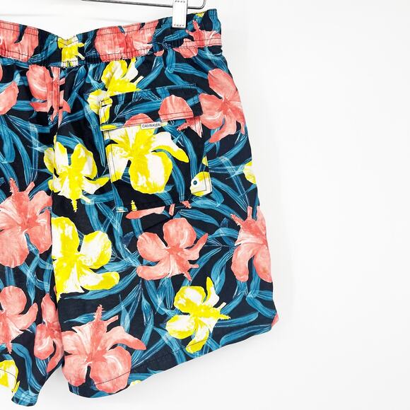 Calvin Klein Mens Tropical Hawaiian Hibiscus Print Quick Dry Swim Trunks Size L - Picture 7 of 9